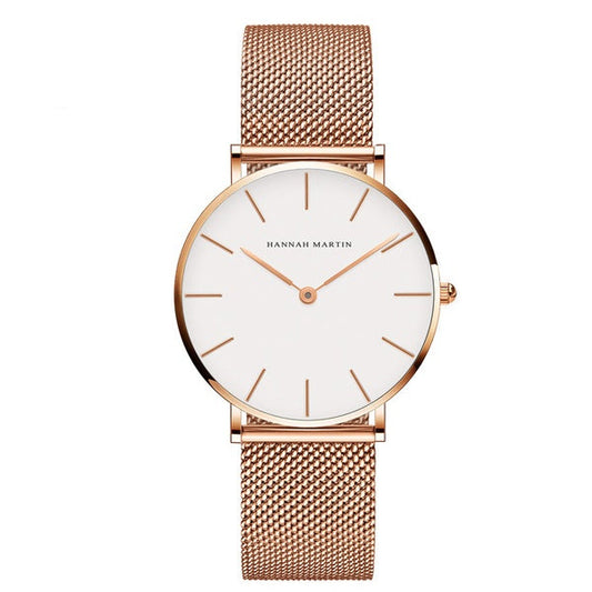 JMT-145821 36mm Women's Rose Gold Stainless Steel Mesh Watch with Japan Quartz Movement and 30M Waterproof Rating
