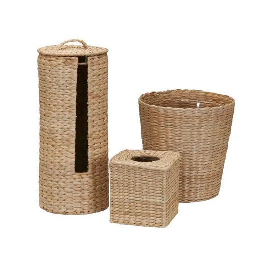 JMT-123914 Elegant Water Hyacinth 3-Piece Bathroom Accessory Set for Home Decor