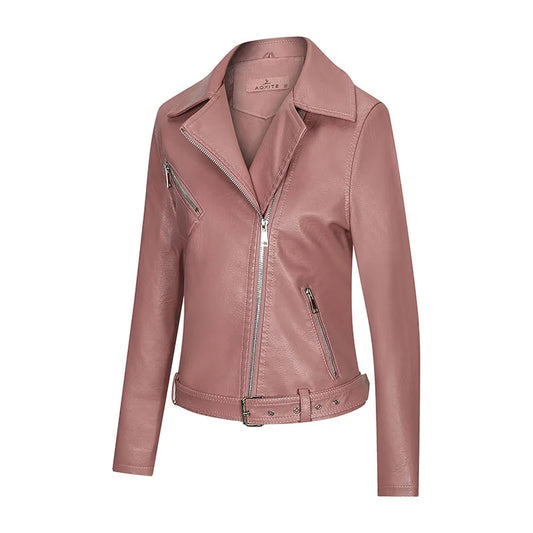JMT-617418 Autumn Winter New Slim Fit European and American Style Women's Jacket PU Lapel Jacket Leather Jacket Custom