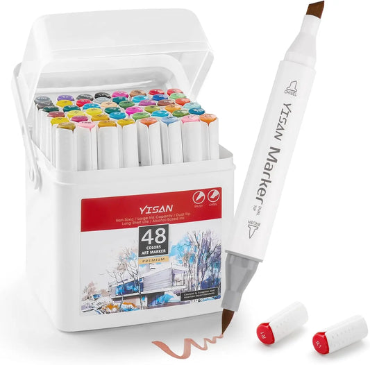 JMT-406538 48-Color Dual Tip Alcohol-Based Art Marker Set for Sketching and Drawing