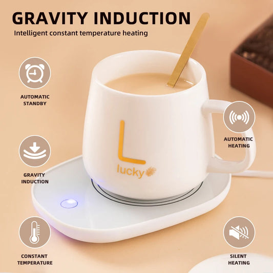 JMT-455050 Ceramic Mug with USB Heating Pad - 400ml Capacity, Keeps Drinks Warm at 55°C