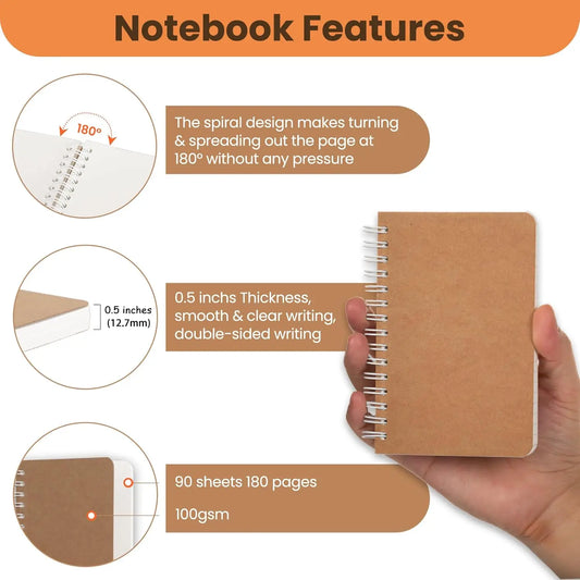 JMT-467978 Small Pocket Notebooks 5 Pack with 180 Ruled Pages for Writing, Drawing, and Note Taking