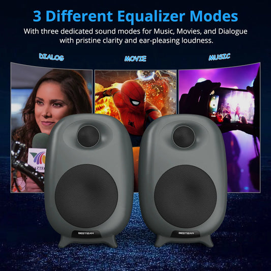 JMT-219914 Two-Way Active Hi-Fi Bookshelf Speakers for Home Audio and Gaming