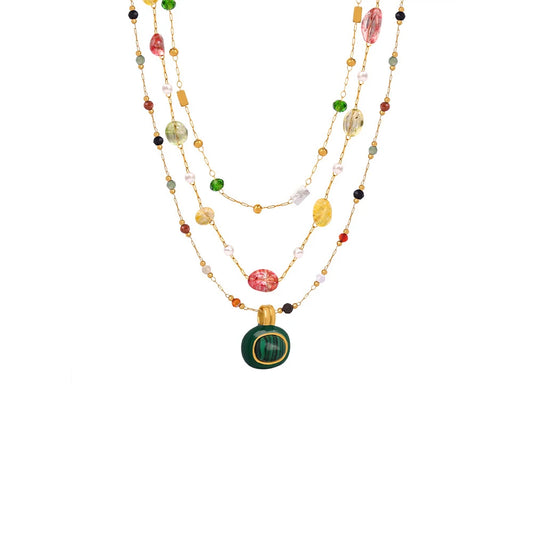 JMT-488842 2024 Fashion Designer Freshwater Pearl Necklaces Bracelets Sets Women 316L Stainless Steel Coffee Bean Chain Waterproof Necklace