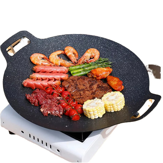 JMT-613322 Smokeless Indoor and Outdoor Metal BBQ Grill Pan with Heat-Resistant Griddle for Roasting and Frying