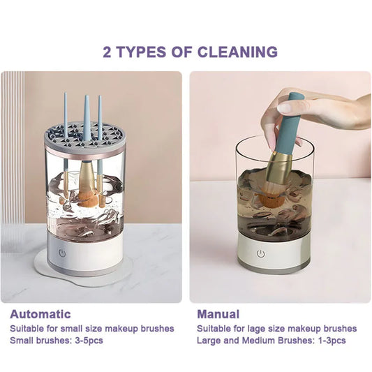 JMT-238474 Portable 2-in-1 Electric Makeup Brush Cleaner for All Sizes - Cosmetic Washing Tool and Holder Set