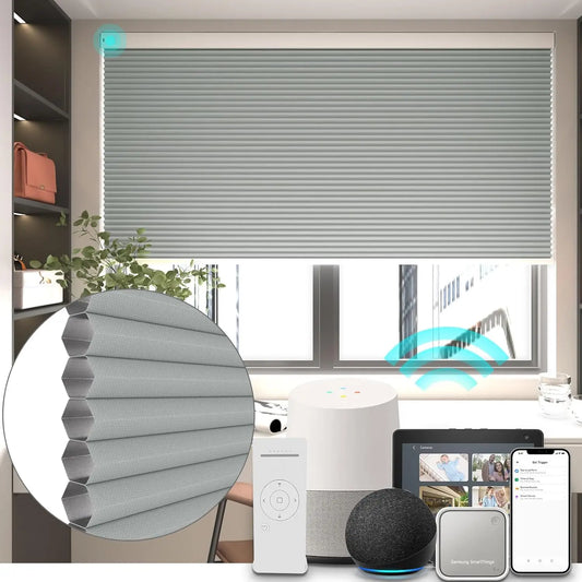 JMT-532554 Automatic Electric Blackout Honeycomb Cellular Cordless Pleated Window Blinds
