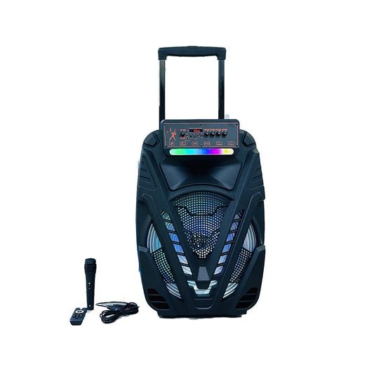JMT-069578 15 Inch Portable Trolley Speaker with Wireless Sound and Subwoofer