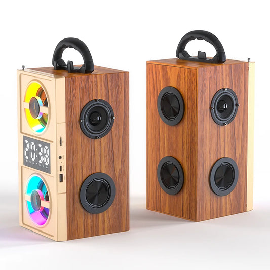 JMT-546442 Wireless Wood Bluetooth Speakers with Stereo Subwoofer for Home Audio and Desktop Use