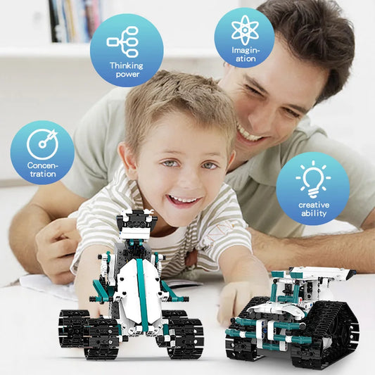JMT-695178 5-in-1 Educational Steam Robot Building Block Set for Kids - DIY Electric Assembly 3D Puzzle Toy
