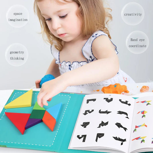 JMT-760906 Montessori Geometry Tangram Paper Puzzle Book for Kids - Educational DIY Learning Toy