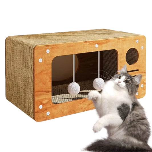JMT-303690 Spacious Custom Cardboard Kitten Scratcher Board with Lounger and Cat Tree Features