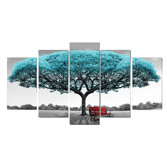 JMT-729162 Modern 5-Piece Canvas Artwork of Trees for Contemporary Home Decor