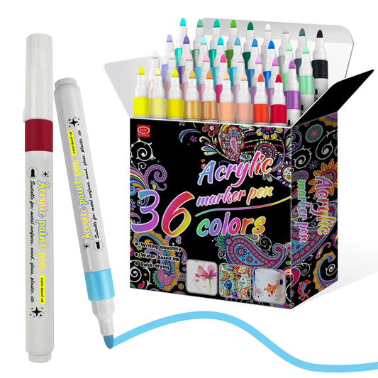 JMT-766986 48-Colour Acrylic Marker Set with Sponge Core Fibre Tip for Versatile Art Projects