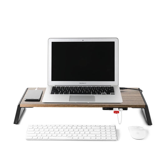 JMT-569866 Ergonomic LCD Monitor Stand with USB Ports - Adjustable Height Computer Desk Riser