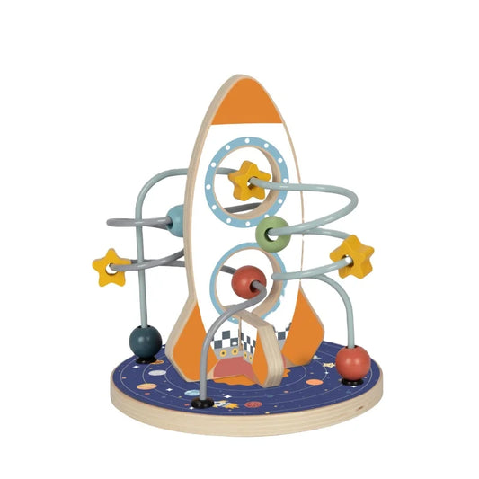 JMT-179786 Montessori Wooden Beads Maze Toy - Multifunctional Rocket-Shaped Educational Activity for Preschool Learning