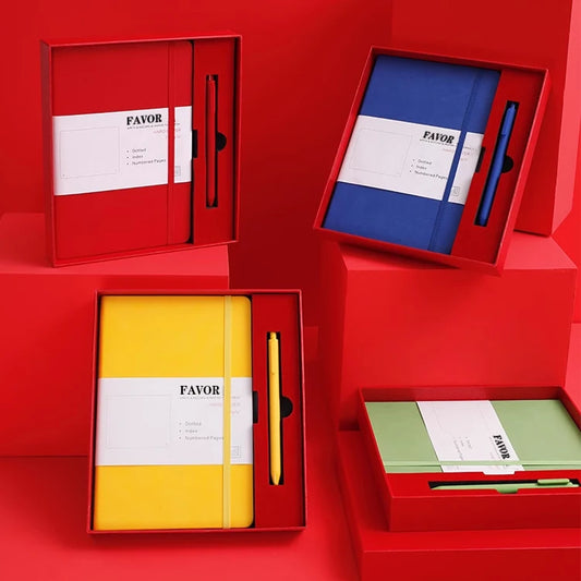 JMT-697354 Customisable A6 A5 B5 PU Leather Journal Planner Set with Pen and Gift Box for Corporate Use