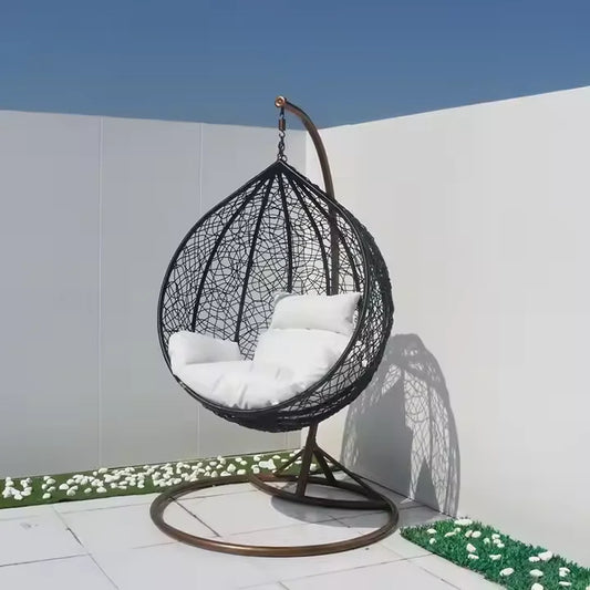 JMT-106058 Outdoor Rattan Egg Chair - Modern Hanging Patio Swing for Garden Relaxation