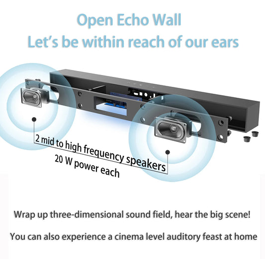 JMT-339466 70W Wireless Sound Bar with Subwoofer - Home Theater Surround Sound System, Multi-Function Audio, and Custom Sound Modes