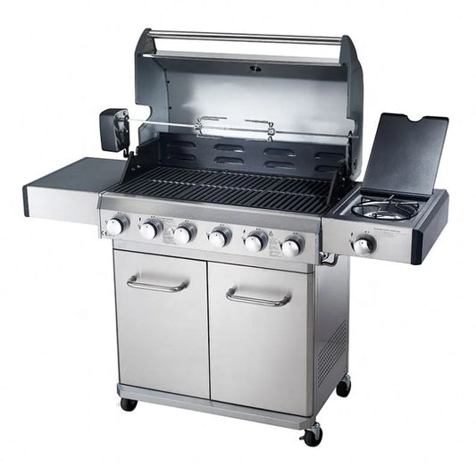 JMT-712778 Stainless Steel 6-Burner Gas BBQ Grill with Removable Tabletop