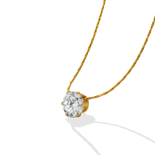 JMT-406346 Romantic Stainless Steel Gold Plated Tiny Zircon Pendant Necklaces