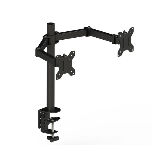 JMT-060234 Dual Adjustable Monitor Mount Stand for 14" to 27" Screens, 360° Rotation & 90° Tilt, VESA Compatible