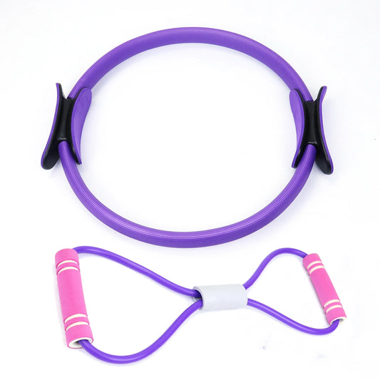 JMT-718986 8 Shape Resistance Band Set with Pilates Ring for Yoga and Fitness Training