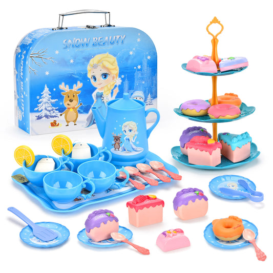 JMT-337226 Colourful Snow Princess Pretend Kitchen Afternoon Tea Set for Children