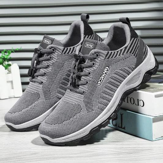JMT-191946 B-8866 Men's Sneakers Running Shoes Knitted Upper Shock-absorbing Non-slip Light Breathable Walking Casual Shoes