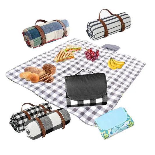 JMT-190794 Large Waterproof Picnic Mat - Thick, Roll-Up, Padded Outdoor Blanket for Beach and Outdoor Use