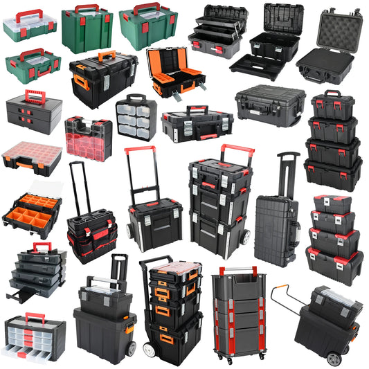 JMT-308682 4-Part Portable Rolling Tool Box with Wheels and Organizers for Easy Storage Solutions