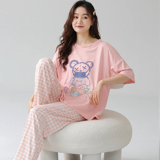 JMT-639178 2024 New Design Women'S Pajamas Are Comfortable and Two Sets of Pajamas Ladies Sweet Cute Cartoon Home Wear