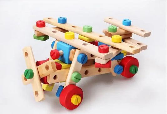 JMT-035722 DIY Wooden Airplane and Car Models for Kids - Montessori Early Education Assembly Toy