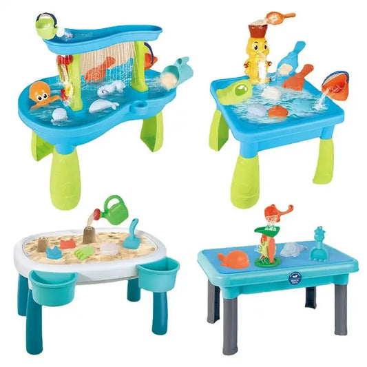JMT-041802 Outdoor Sand and Water Sensory Play Table for Kids - Beach Playset for Toddlers