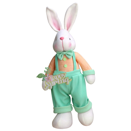 JMT-786442 Cute Sitting Rabbit Toy with Flower Basket - Spring Garden Style Plush Home Decoration