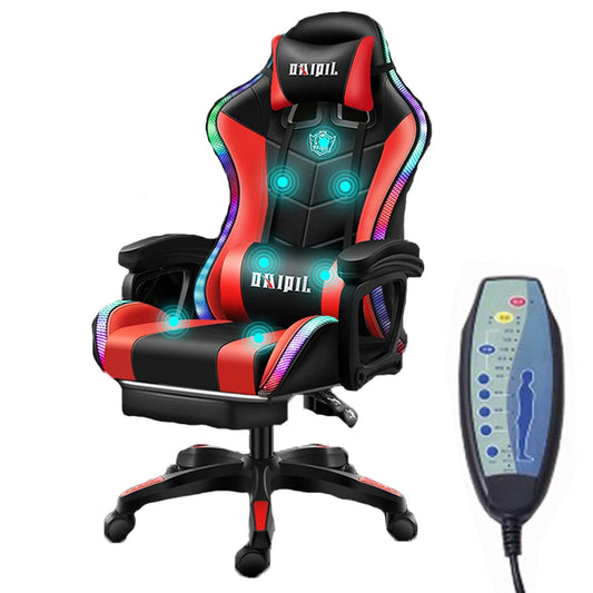 JMT-272202 Pink LED RGB Gaming Chair with Massage Function and Built-In Speakers