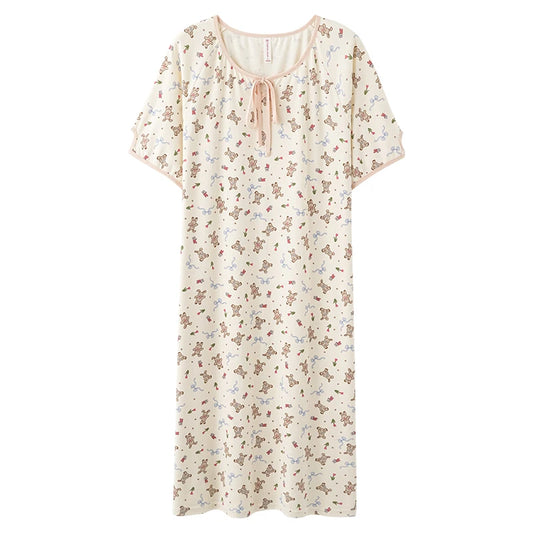 JMT-082122 New Coral Velvet Floral Nightgown Women Princess Style Loose Long Skirt Cute Girls Homewear