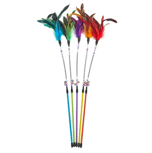 JMT-039242 Interactive 64CM Cat Wand with Premium Spring and Feather Tease, Perfect for Engaging Playtime