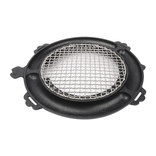 JMT-530826 Korean Style Die-Cast Aluminium Non-Stick Griddle Grill Pan for BBQ and Outdoor Cooking