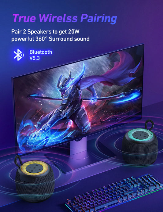 JMT-940810 Portable Bluetooth Speaker with RGB Lighting, Hi-Fi Sound, IPX6 Waterproof, Lightweight Design