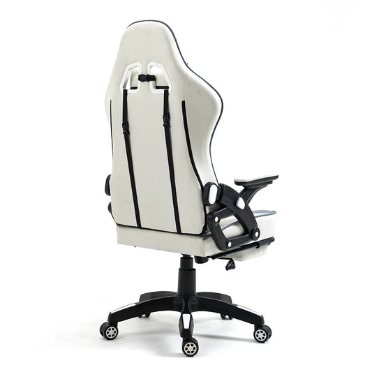 JMT-485770 Adjustable RGB Gaming Chair with Luxury Headrest in White