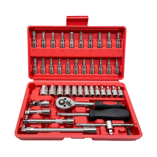JMT-012618 46-in-1 Mechanic Socket Wrench Tool Set for Car, Motorcycle, and Bicycle Repair