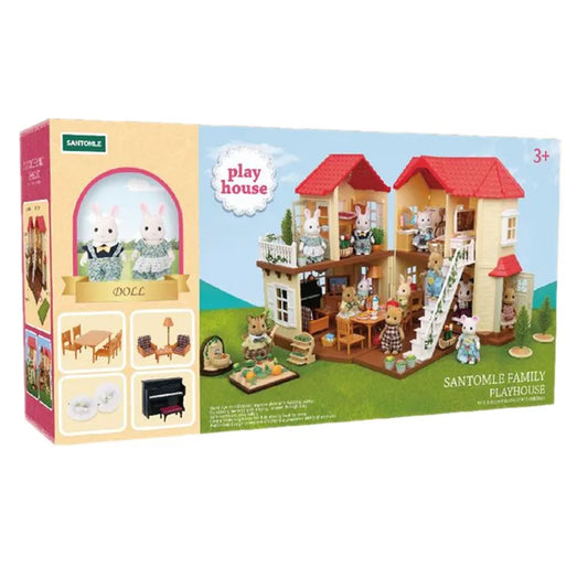 JMT-140618 Forest Family Big Villa Set - Mini Doll House Playset for Role Play and Educational Fun