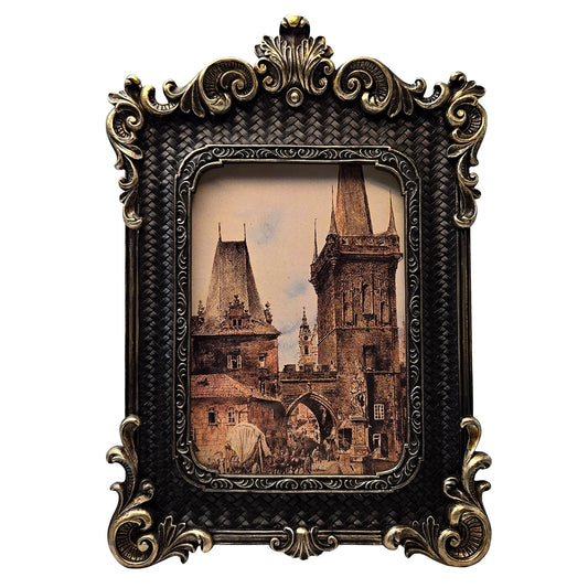 JMT-827466 Antique 5x7 Resin Picture Frame in Gothic Vintage Style for Home Decor and Wall Hanging