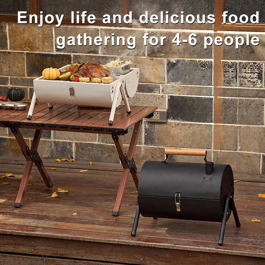 JMT-728586 Portable Folding BBQ Grill for Outdoor Cooking - Practical Black Design