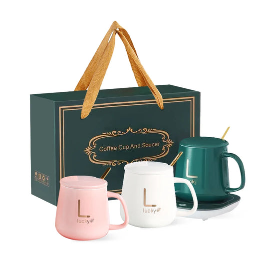 JMT-455050 Ceramic Mug with USB Heating Pad - 400ml Capacity, Keeps Drinks Warm at 55°C