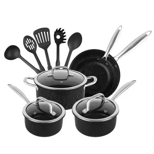 JMT-032970 13-Piece Non-Stick Stainless Steel Kitchenware Set with Stockpot and Frying Pan