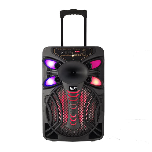 JMT-331722 12 Inch Portable Speaker with RGB LED Lights, Bluetooth, USB, TF, FM, and Karaoke Function