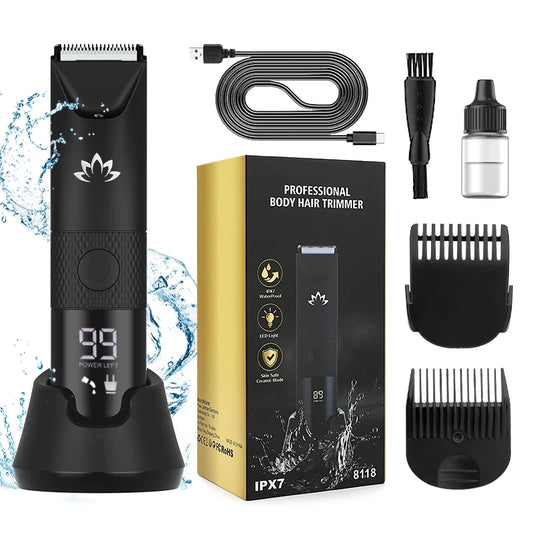 JMT-649802 Waterproof Body Hair Trimmer for Men and Women with 6800RPM Power, Suitable for Bikini and Groin Areas