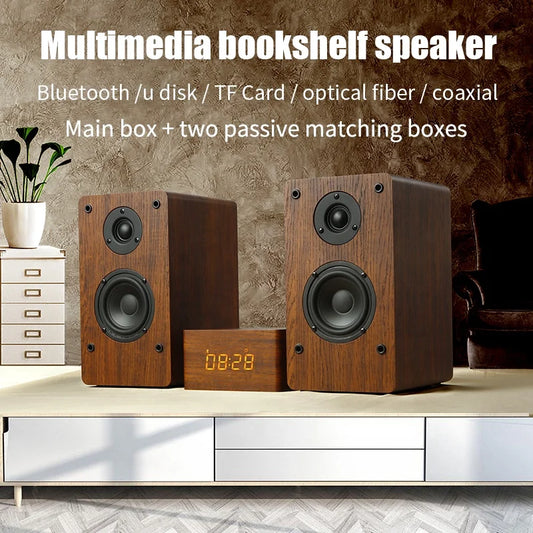 JMT-301258 Wooden HiFi Bluetooth Speaker 2.0 Home Theatre System with Enhanced Bass for PC and TV